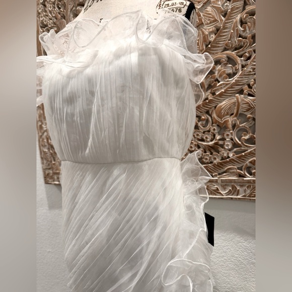 Lulus White Mini Chiffon Ruching w/ Ruffles Dress- size XL - Picture 7 of 9